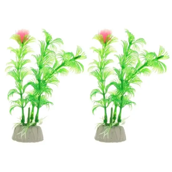 Unique Bargains Aquarium Plastic Plants Tree for Fish Tank Landscape Decor Green 2 Pcs image {6}