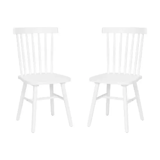 Emma and Oliver Set of Premium Solid Wood Spindle Back Armless Dining Chairs with Saddle Seats and Felt Floor Protectors image {3}