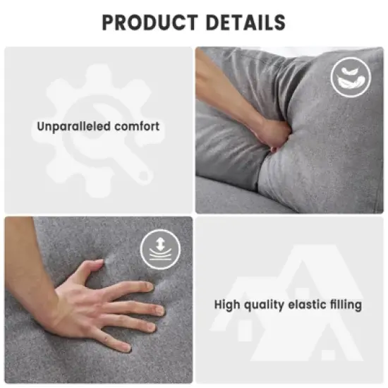 Loveseat Sofa Couch for Living Room, 80" Modern 2-Seater Couch &pound;&not;Comfy Mid Century Modern Couch for Bedroom, Office, Apartment, grey image {4}