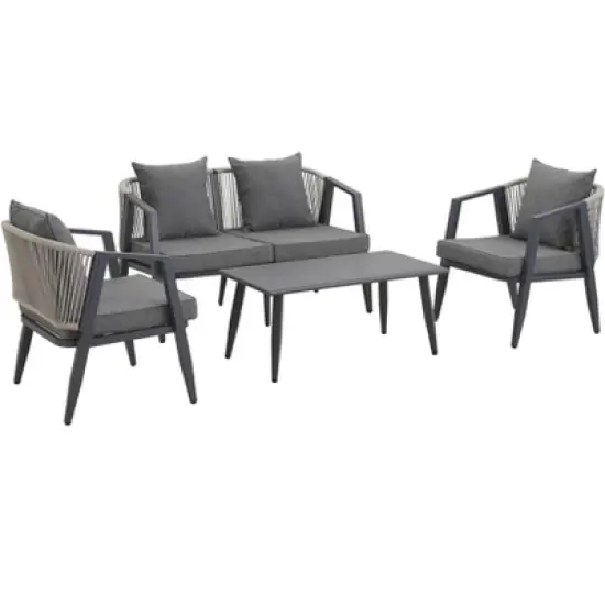 FIONECA U_STYLE Durable Outdoor Seating Set with Gray Cushions &uml;C Comfortable Patio Furniture for Garden, Lawn, and Poolside image {6}