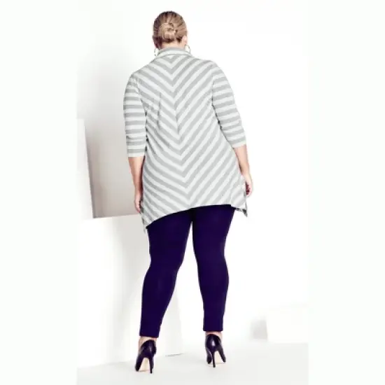 Women's Plus Size Emily Panel Stripe Tunic - ivory | AVENUE image {1}