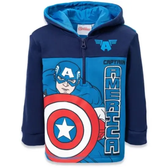 Marvel Spider-Man Captain America Hulk Black Panther Miles Morales Venom Iron Man Half Zip Hoodie Toddler to Little Kid image {14}