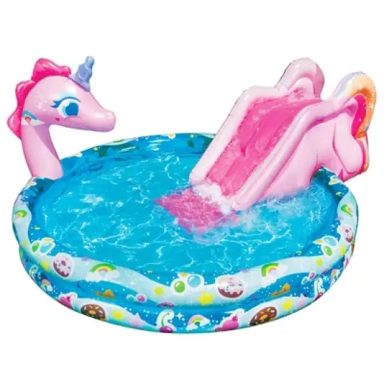 Banzai Spray 'N Splash 78 x 60 x 32" Unicorn Inflatable Pool image {10}