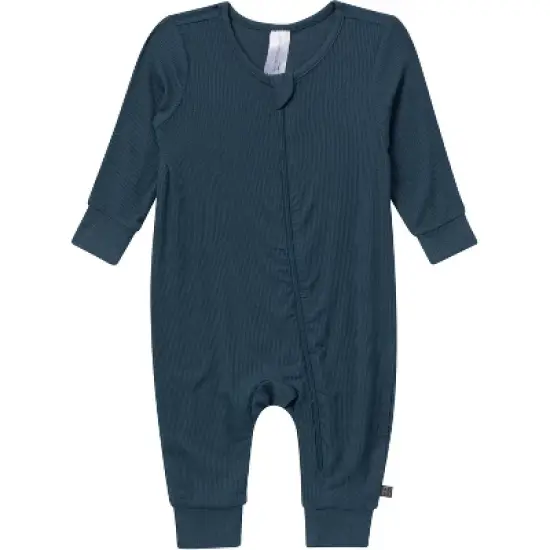 Modern Moments by Gerber Baby Boys' 2-Pack Long Sleeve Footless Rompers, Blue image {1}