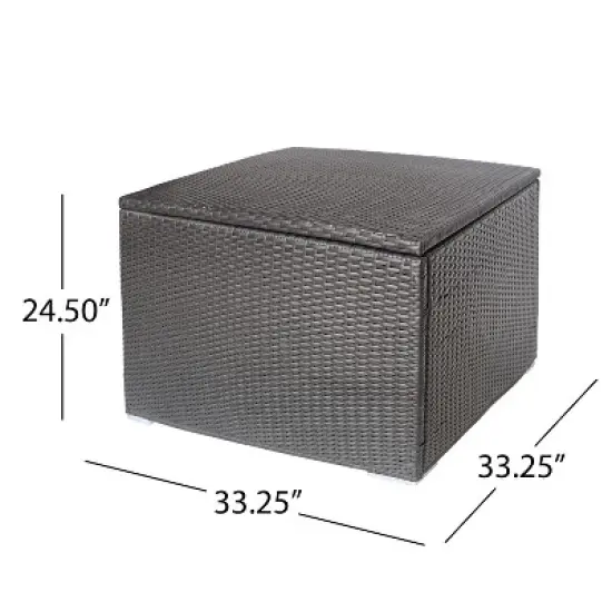 GDFStudio Avianna Outdoor Wicker and Iron Square Storage Box image {2}