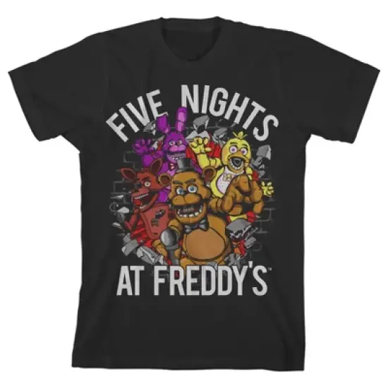 Five Night at Freddy's Breaking Walls Boy's Black T-shirt image {6}