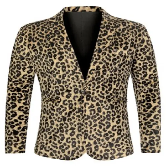 Lars Amadeus Men's Vintage Leopard Print Luxury Notched Lapel Slim Fit Fashion Stylish Jacket Blazer image {9}