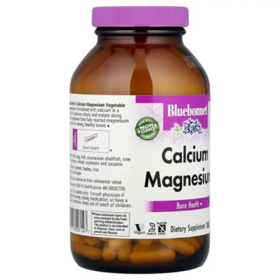 Bluebonnet Nutrition Calcium Magnesium, 180 Vegetable Capsules image {3}
