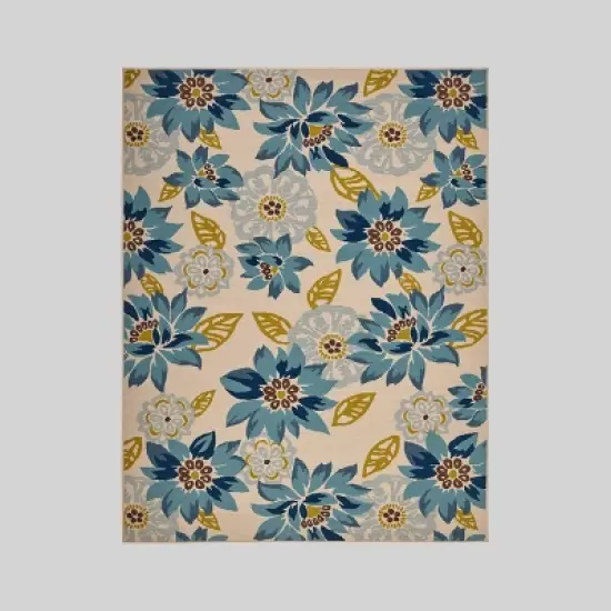 Wildwood Floral Outdoor Rug Ivory/Blue - Christopher Knight Home image {6}