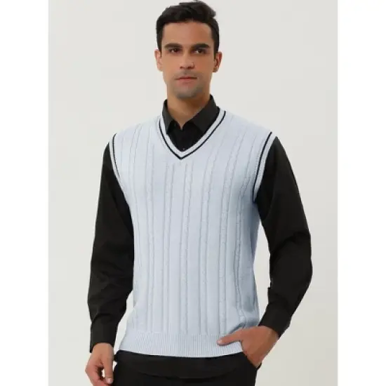 Lars Amadeus Men's Classic Knitted Sleeveless V-Neck Pullover Sweater Vest image {2}