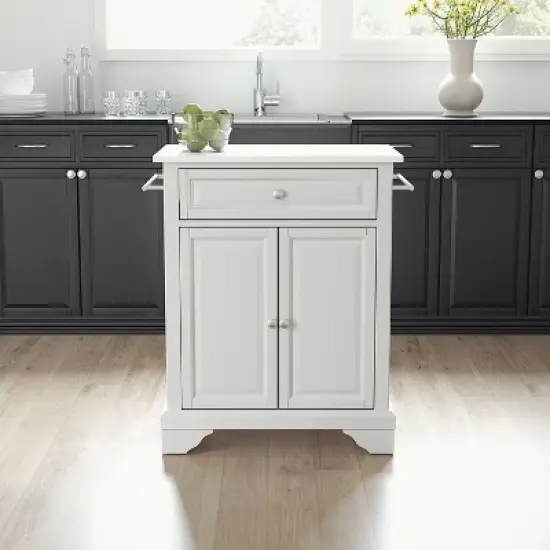 Lafayette Stone Top Portable Kitchen Island/Cart White - Crosley image {1}