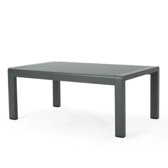 GDFStudio Crested Bay Outdoor Aluminum and Tempered Glass Coffee Table image {9}