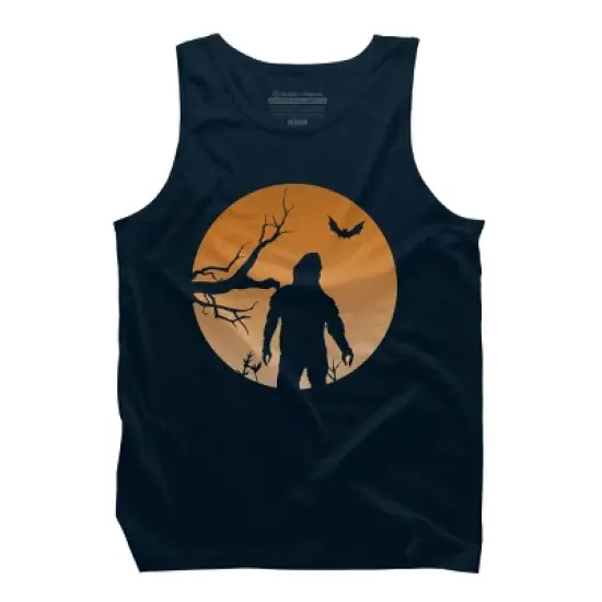Men's Design By Humans Yeti Halloween Harvest Moon By LivedInTees Tank Top image {5}