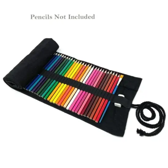 Wrapables Pencil Roll Organizer, Colored Pencil Wrap Pouch (72 slots), Black image {3}