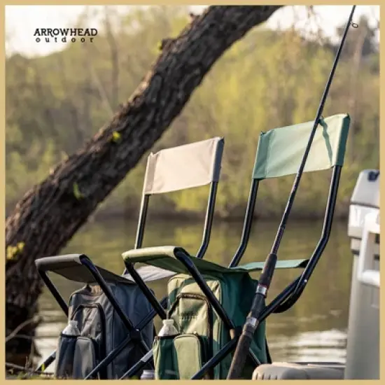 Arrowhead Outdoor Multi-Function 3-in-1 Compact Camp Chair: Backpack, Stool & Insulated Cooler, w/Bottle Holder & Storage Bag, Hiking (Forest Green) image {6}