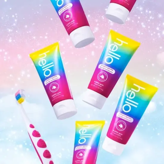 hello Kids' Unicorn Sparkle Bubble Gum Fluoride Toothpaste - 4.2oz/3pk image {2}