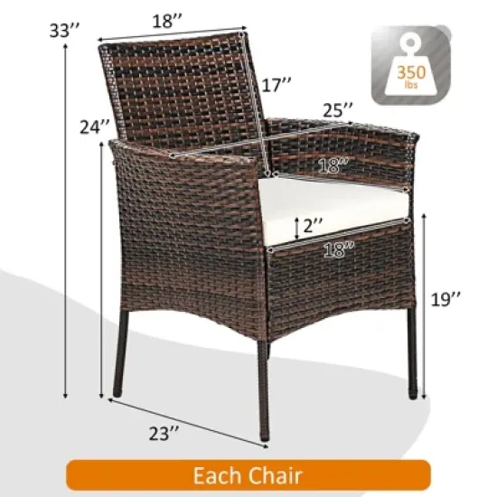 Tangkula Outdoor 4 PCS Rattan Dining Chair Patio Cushioned Arm Chair w/Zipper Brown image {8}