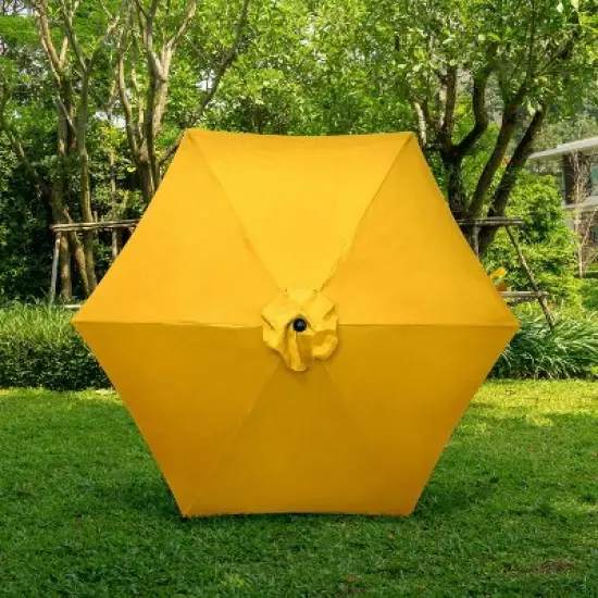 9' x 9' Aluminum Market Patio Umbrella with Crank Lift and Push Button Tilt Yellow - Astella image {4}