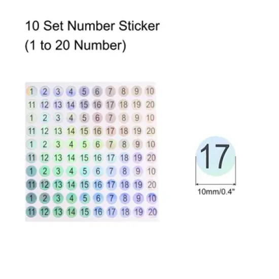 Unique Bargains Organizing Sorting Self-Adhesive Laser Number Stickers 10 Sheets 1000 Pcs image {1}