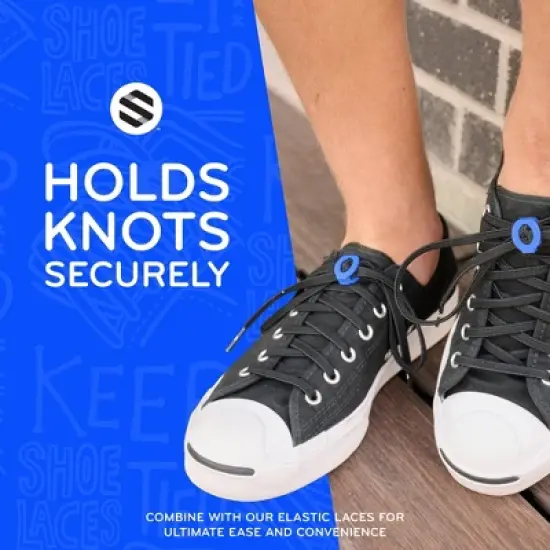 The Original Stretchlace Shoelace Knot Clips &ndash; Blue Shoe Lace Bow Holder Accessory (3 Pair) image {5}