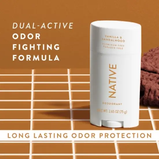 Native Solid Deodorant for Men & Women - Vanilla & Sandalwood - Aluminum-Free 2.65oz image {5}