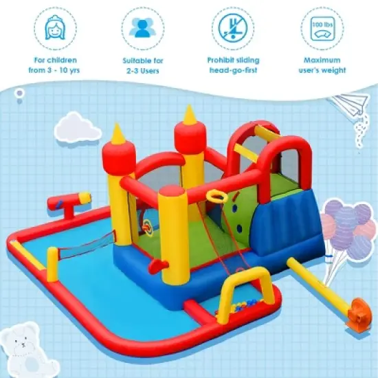 Costway Inflatable Water Slide Jumping Bounce House Bouncy Splash Park with 740W Blower image {4}