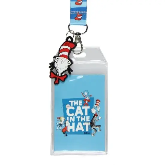 Dr. Seuss Cat In The Hat Breakaway ID Badge Holder Lanyard w/ 2" Rubber Pendant image {1}