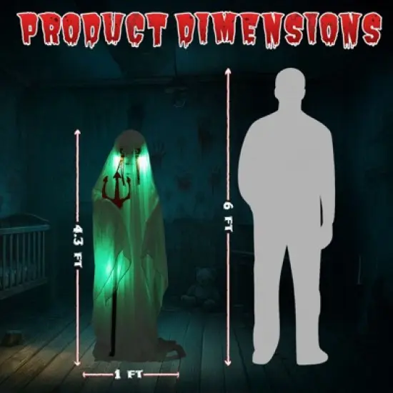 Karl Home 4.3ft Halloween Decorations Outdoor Animatronics Ghost with Trident image {4}
