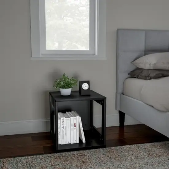 Hastings Home End Table, Stackable Modular Cube with Open Sides, Black image {5}
