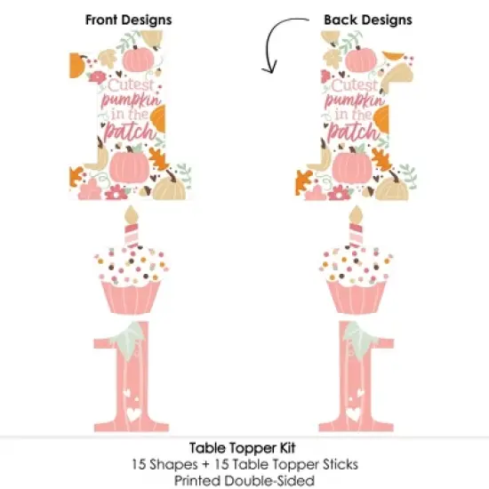 Big Dot of Happiness 1st Birthday Girl Little Pumpkin - Fall First Birthday Party Centerpiece Sticks - Table Toppers - Set of 15 image {4}