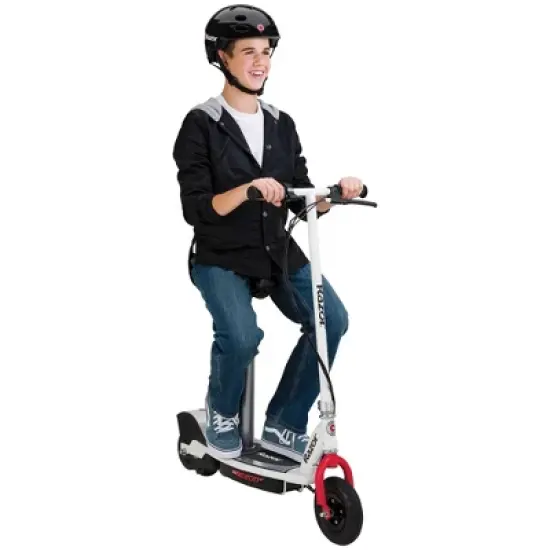 Razor E200S Seated Electric 12 MPH Scooter w/ Twist Grip Throttle & Brake, White image {4}