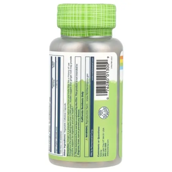 Solaray True Herbs, Ginger, 100 VegCaps (550 mg per Capsule) image {2}