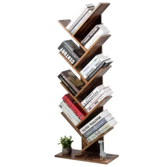 Costway Tree Bookshelf 8-Tier Bookcase Free Standing Book Rack Display Stand image {4}