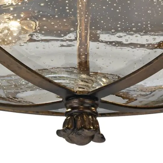 John Timberland Beverly Drive Rustic Flush Mount Outdoor Ceiling Light Bronze 7" Clear Seedy Glass for Post Exterior Barn Deck House Porch Yard Patio image {2}
