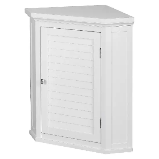 Slone White Shuttered Corner Cabinet - Elegant Home Fashion image {1}