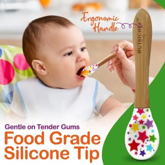 NutriChef Stars Bamboo Dinnerware Set with Silicone Suction for Kids image {2}