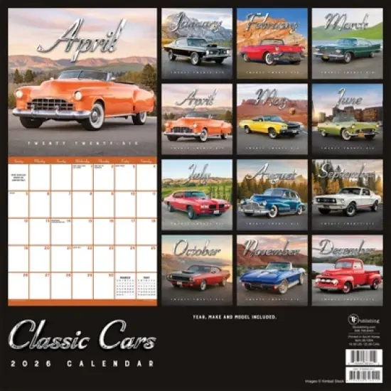TF Publishing 13.5"x14.5" 2026 Classic Cars Wall Calendar image {4}
