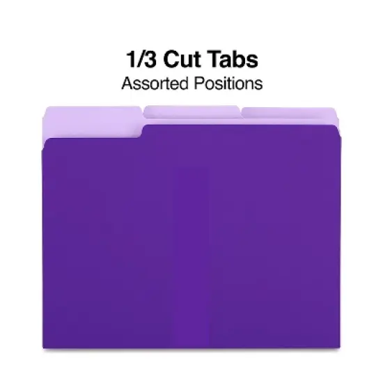 MyOfficeInnovations Colored Top-Tab File Folders 3 Tab Purple Letter Size 100/Pack 535559 image {2}