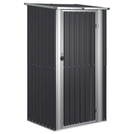 vidaXL Storage Shed - Galvanized Steel Anthracite Garage Tool House - Lockable Door - Weatherproof Garden Shelter image {8}