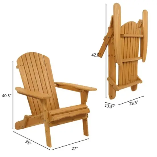 Karl Home Patio Folding Wooden Adirondack Chair image {2}