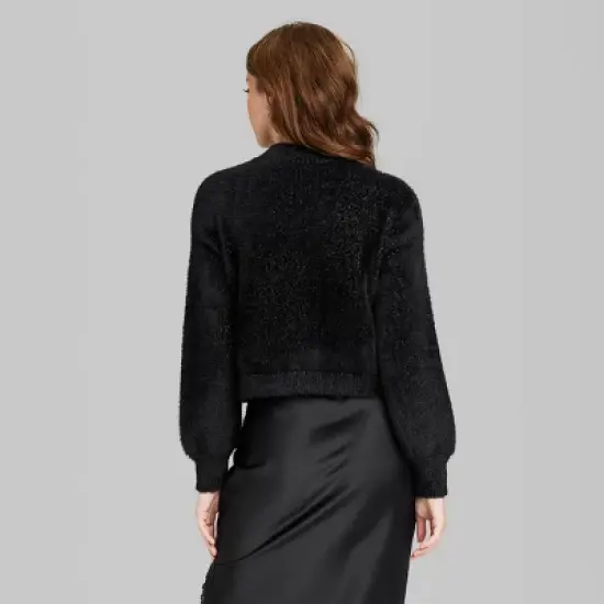 Women's Mock Turtleneck Fuzzy Boxy Pullover Sweater - Wild Fable&trade; image {2}