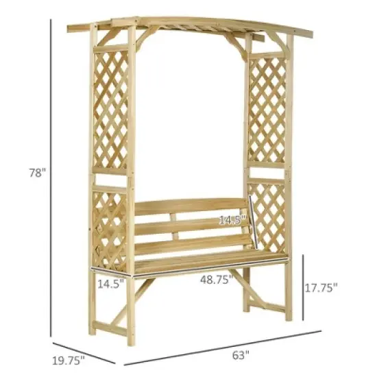 Resenkos Garden Bench, Patio Bench,Patio Garden Bench, Wooden Bench, Outdoor Bench for Vines/Climbing Plants, Natural image {6}