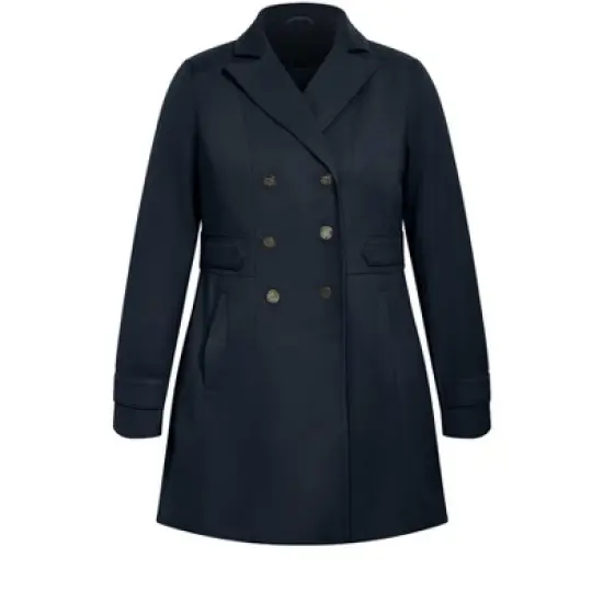 Women's Plus Size Military Coat - navy | EVANS image {2}