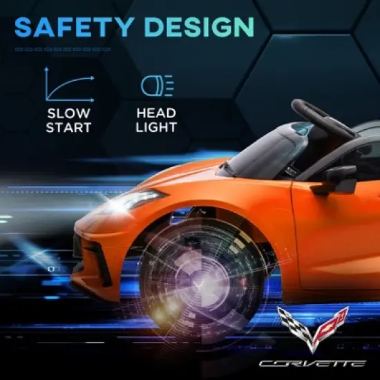 Qaba Chevrolet Corvette Licensed 12V Electric Car for Kids with Parental Remote Control, Suspension System, Music, Horn, Headlight, Slow Start image {4}