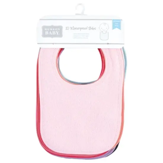 Hudson Baby Girls Drooler Bib with Waterproof Lining, Pink Mint, One Size image {1}
