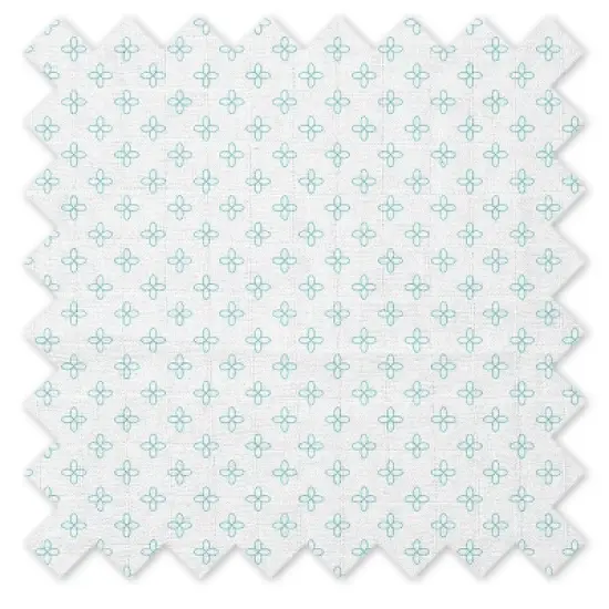 Bacati - Petals/Floral Muslin 4 pc set of Bibs & Burp Cloths Set Aqua image {4}