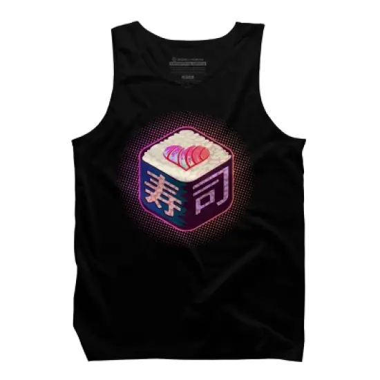 Men's Design By Humans I Love Sushi Pink Glow By EranFowler Tank Top image {2}