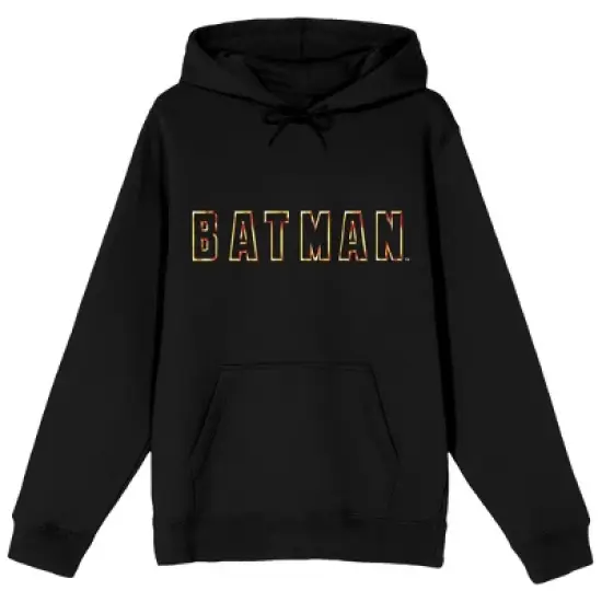 Men's DC Comic Book Batman Text Black Graphic Print Hooded Sweatshirt image {3}