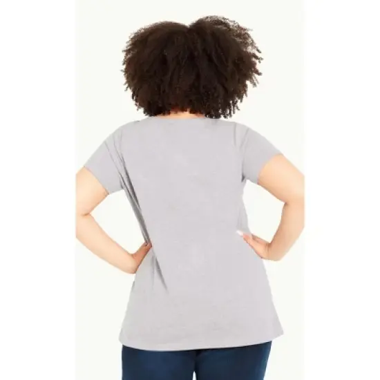 Women's Plus Size Gathered V Neck Cotton Top - grey | EVANS image {1}