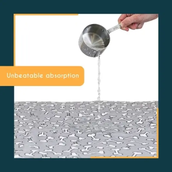 rocket & rex Bone Print Washable Reusable Pee Pads for Dogs - L - Gray - 2ct image {3}